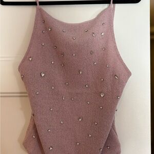 Zara Mauve Rhinestone Knit Cami